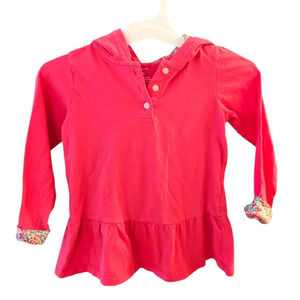 Carter's Girls Hooded Cotton Shirt Pink Flowers Size 4T